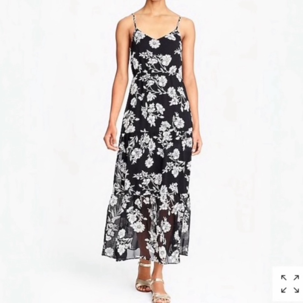 J Crew Mercantile NWT Black Floral Maxi Dress Petite 8 Chiffon Daisy J4264